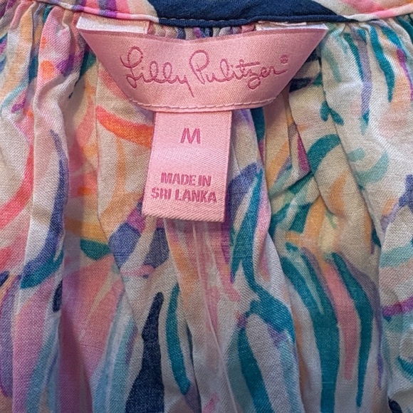 Lilly Pulitzer Willa Blouse Head in the Sand Ostrich Pink Size M Popover Top NWT - Picture 5 of 8